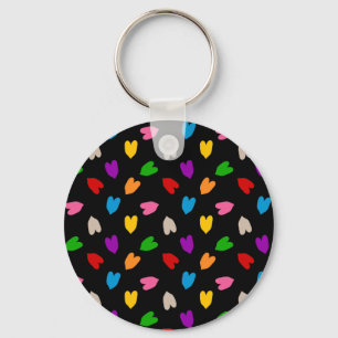 Chaveiro Corações de Amor Colorido Design Preto