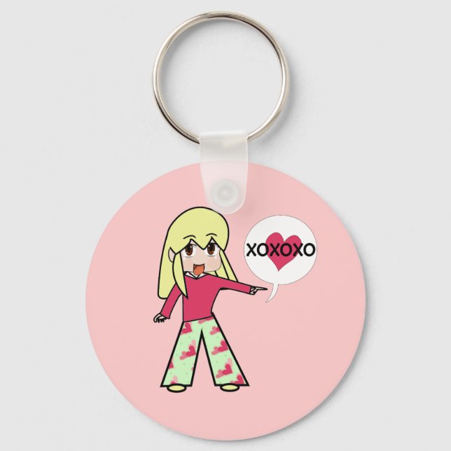 Chaveiro Corações do Namorados Chibi (Frente)