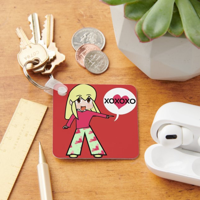 Chaveiro Corações do Namorados Chibi (Mesa)