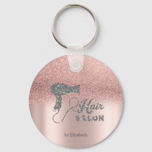 Chaveiro Corações em Glitter Ombre Dourado Rosa,Secador de 