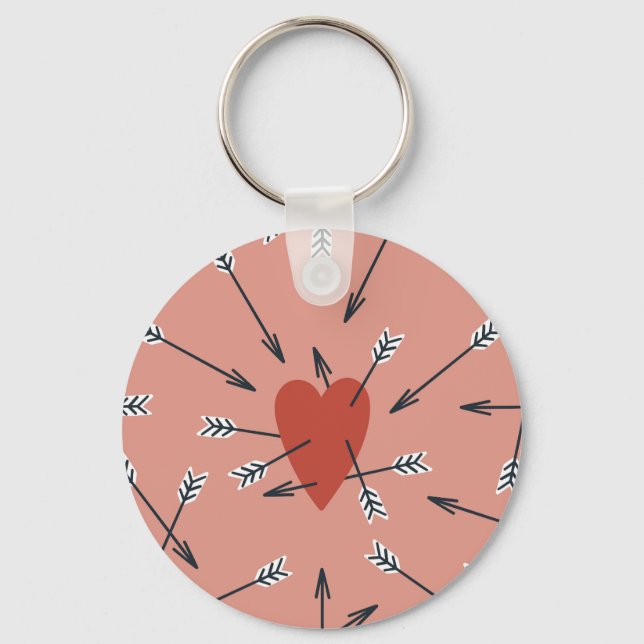 Chaveiro Corações flechas feitas à mão. (Frente)
