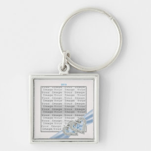 Chaveiro Corações Personalizados Cadeia de Chaves Azul de