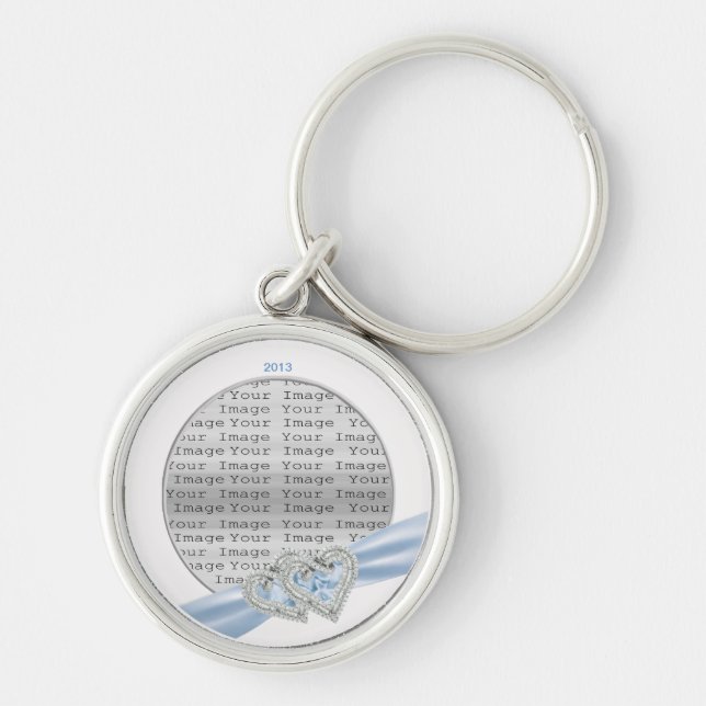 Chaveiro Corações Personalizados Cadeia de Chaves Azul de F (Frente)