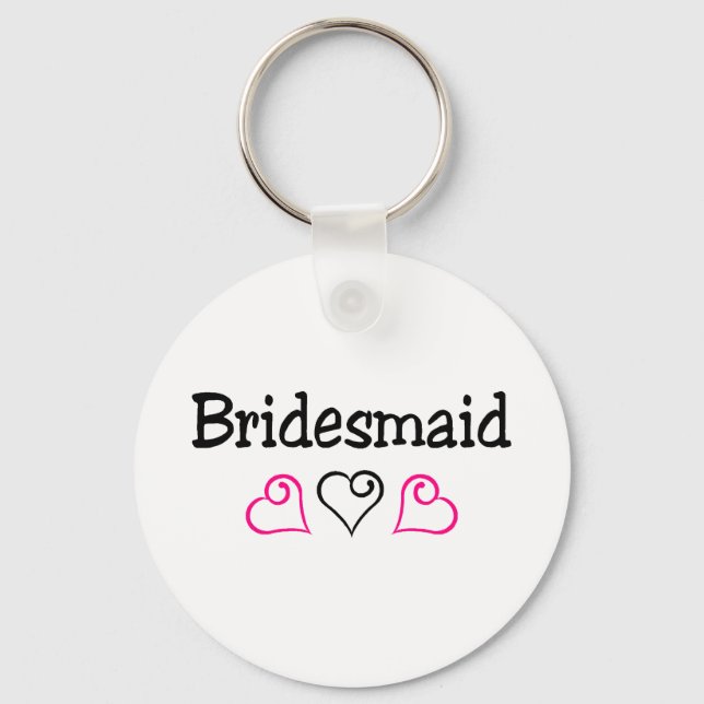 Chaveiro Corações Pretos Cor-de-Rosa-Bridesmaid (Frente)