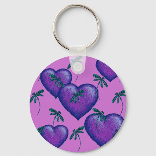 Chaveiro Corações Roxos e Dragões (Frente)