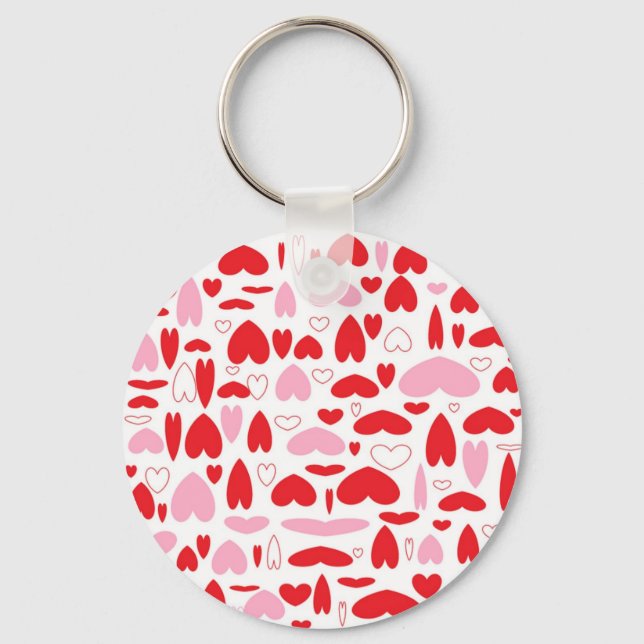 Chaveiro Corações Vermelho E Rosa (Frente)