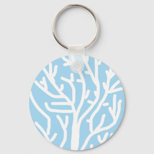 Chaveiro Coral branco, azul e branco