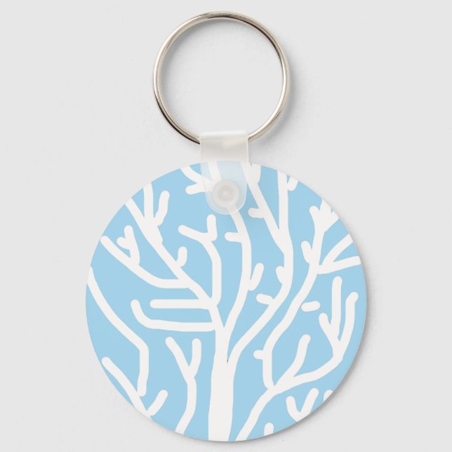 Chaveiro Coral branco, azul e branco (Frente)
