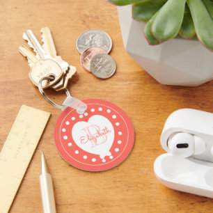 Chaveiro Coral Branco Trendy Monograma