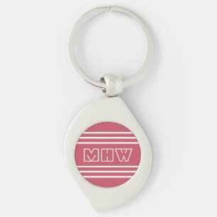 Chaveiro Coral Red Stripes - chave do monograma personaliza