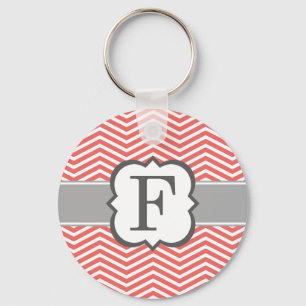 Chaveiro Coral White Monograma - Letra F Chevron