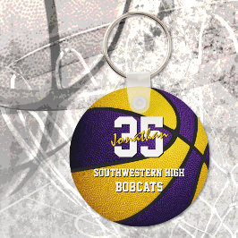 Chaveiro cores da equipe de basquete da escola de ouro roxa