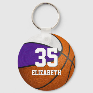 Chaveiro cores da equipe de basquete de garotas brancas rox