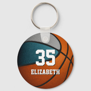 Chaveiro cores da equipe de basquetebol da cinza teal
