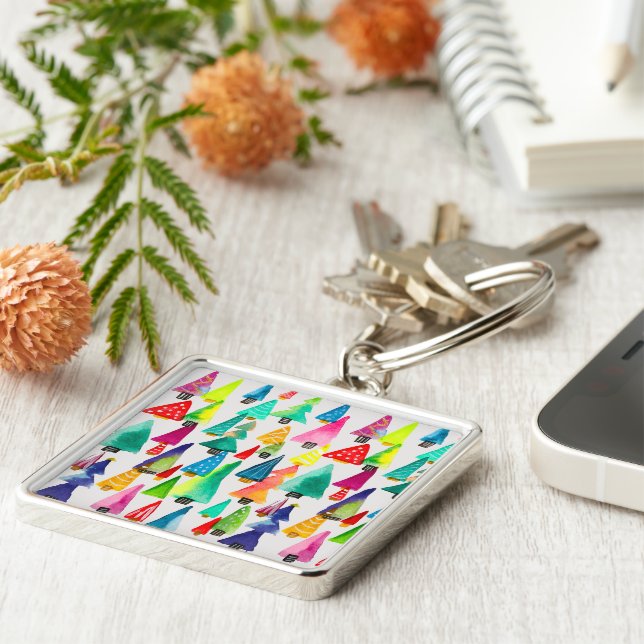 Chaveiro Cores de água cegas Árvores de Natal (Lateral)