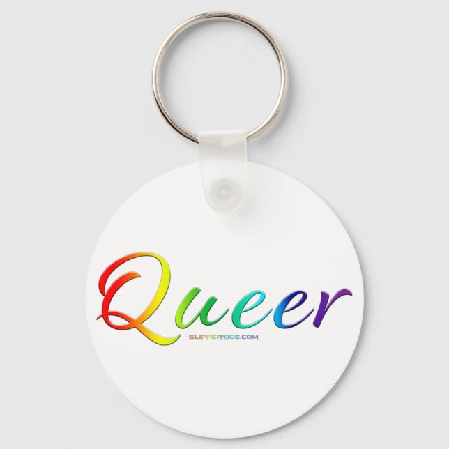 Chaveiro Cores do orgulho queer de SlipperyJoe palavra símb (Frente)