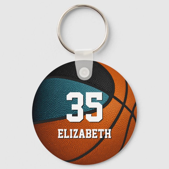 Chaveiro cores do time de basquetebol preto teal (Frente)
