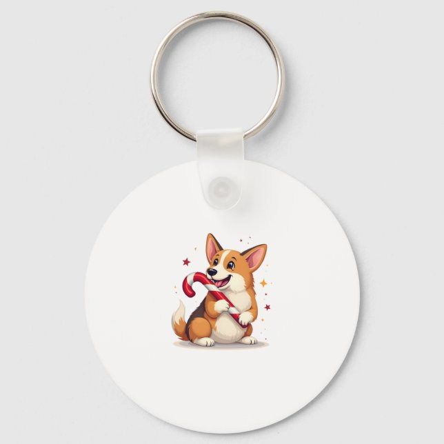 Chaveiro Corgi Candy Cane Joy (Frente)