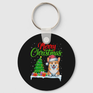 Chaveiro Corgi Cão Árvore De Natal Luz Engraçada Xmas Corgi