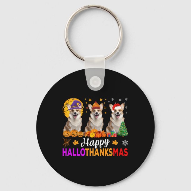 Chaveiro Corgi Dog Halloween Natal Hallothanksmas (Frente)
