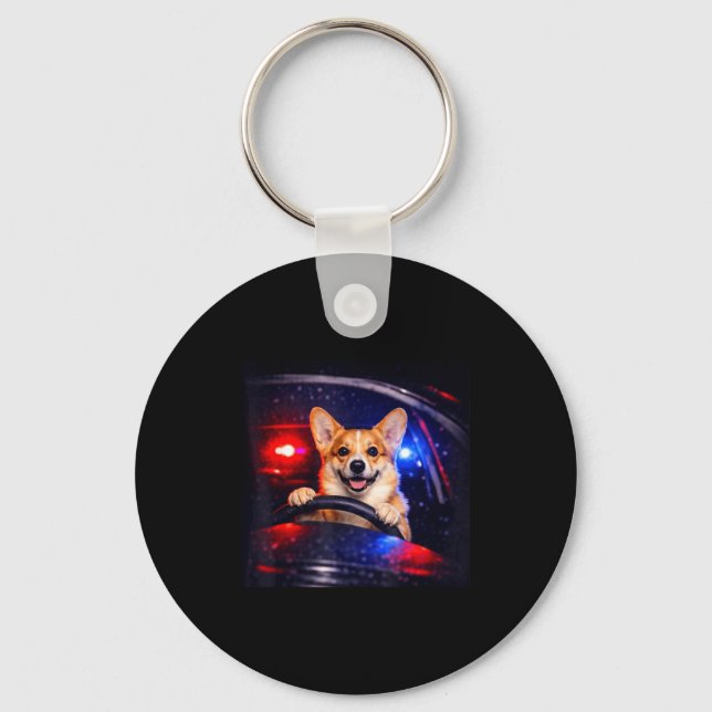 Chaveiro Corgi engraçado dirigindo meme cachorro dirigindo  (Frente)