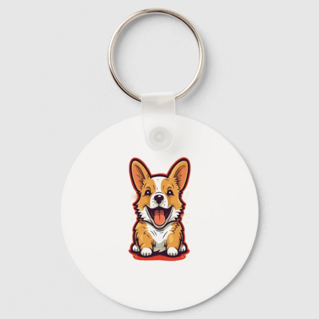 Chaveiro Corgi Feliz e Bonito - Design Adorável para Cão Lo (Frente)