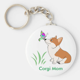 Chaveiro Corgi Mãe com Borboleta