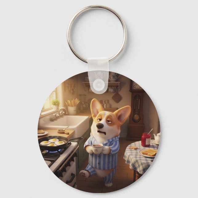 Chaveiro Corgi Não é uma Pessoa Matinal (Frente)
