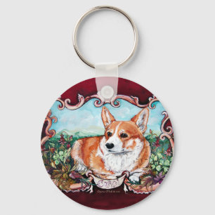 Chaveiro Corgi no jardim!