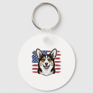 Chaveiro Corgi Patriótico Bandeira Americana Desenho Vetori