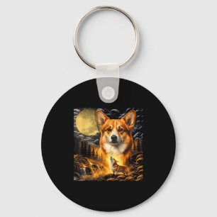 Chaveiro Corgi uivando para a lua, vintage lua 90s animal