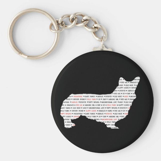 Chaveiro Corgi Word Art (Frente)