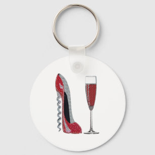 Chaveiro Corkscrew Red Stiletto e Red Wine Art