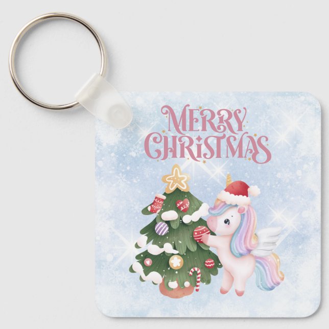 Chaveiro Corno De Natal Bonito No Céu Azul Sparkle (Frente)