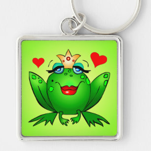 Chaveiro Coroa da Princesa Sapo e Corações Verde