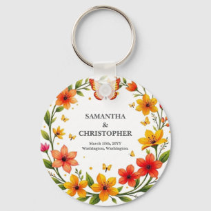 Chaveiro Coroa de Borboletas Florais Casamento Texto Person