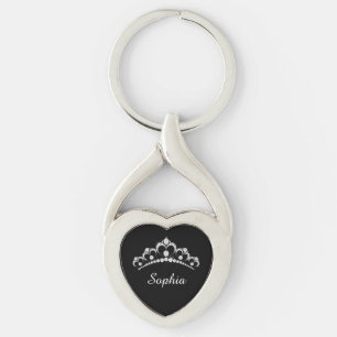 Chaveiro Coroa de Diamante Branco, Nome do Script DIY, Pret