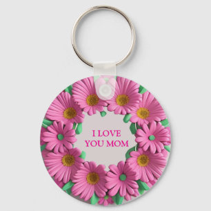 Chaveiro Coroa de Flores Rosa com Pétalas de Margarida