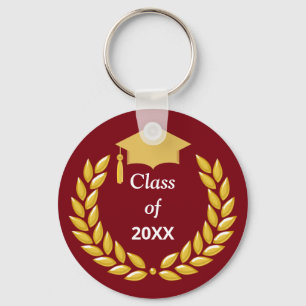 Chaveiro Coroa de Louros Dourada Classe de 20XX em Borgonha
