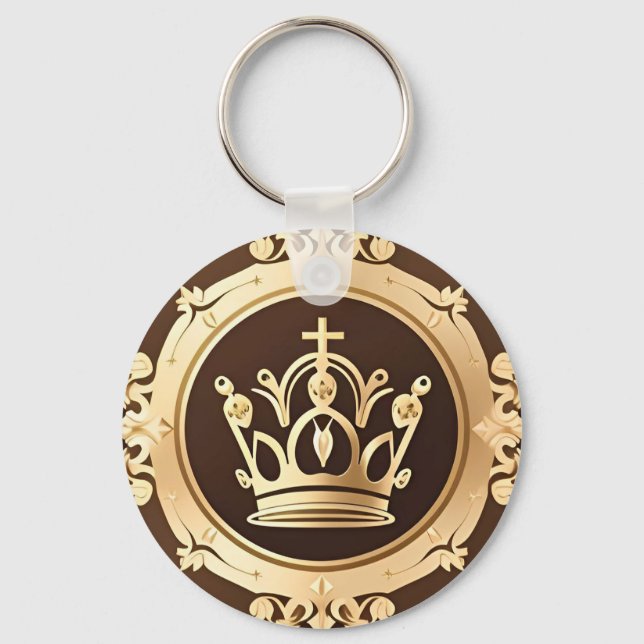 Chaveiro Coroa Dourada Elegante (Frente)