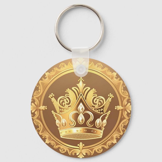 Chaveiro Coroa Dourada Elegante (Frente)