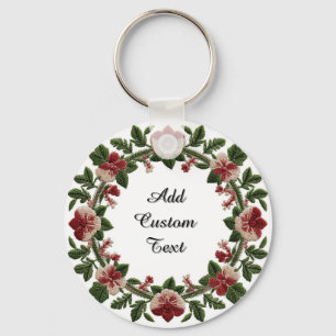 Chaveiro Coroa Floral Bordada