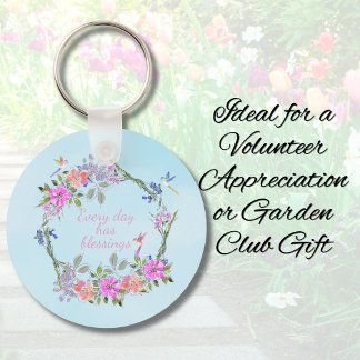 Chaveiro Coroa Floral de Beija-flor com Bênçãos Diários