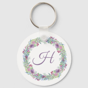 Chaveiro Coroa Floral Monogramada Personalizada