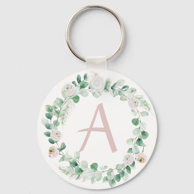 Chaveiro coroa primavera com letra personalizável (Frente)