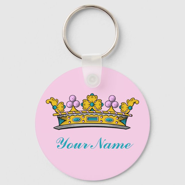 Chaveiro Coroa princesa personalizada a rosa (Frente)