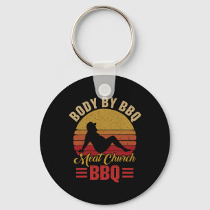 Chaveiro Corpo de Homens Pelo Bbq Vintage Meat Church Churr