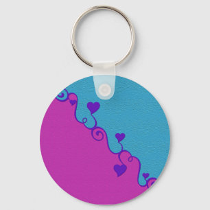 Chaveiro Corrente-chave aqua / Corações cor-de-rosa, person