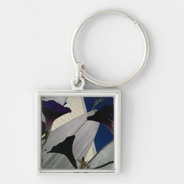 Chaveiro Corrente chave com flores Cor-de-rosa-Roxas (Frente)