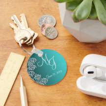 Corrente-chave Damask Turquoise Wedding